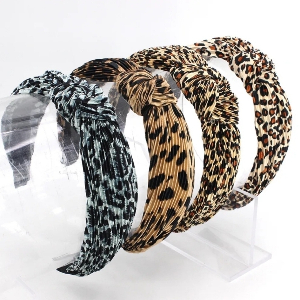 Headband Animal Print Black and Gray Knotted - Picture 8 of 11